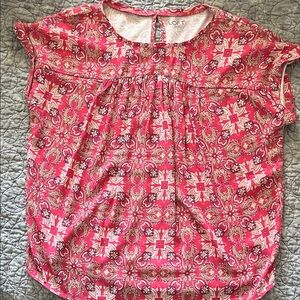 LOFT Vibrant Pink Floral Blouse